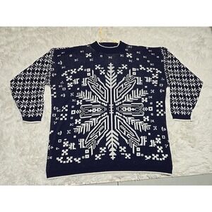 Venezia Sportswear‎ Snowflake Pattern Knit Sweater Winter Pullover